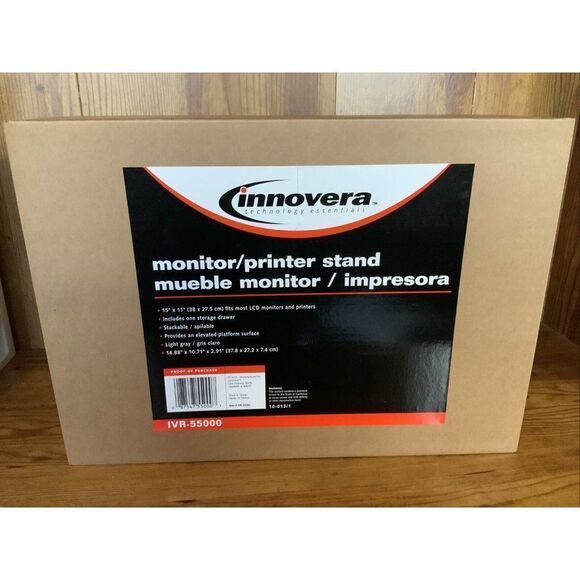 Monitor/Printer Stand with Storage Drawer 15”x11”x3” Gray IVR 55000, Innovera - Picture 2 of 3